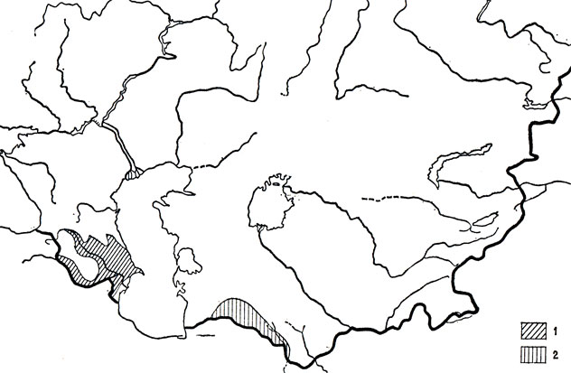 Карта 105. Ошейниковый эйренис (1), персидский эйренис (2) 