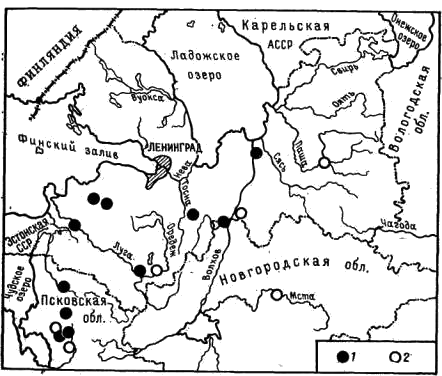 Места гнездования черного аиста (Ciconia nigra). 1965—1980 гг