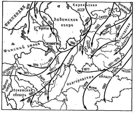 Последовательность заселения овсянкой-ремезом (Emberiza rustica) территории Ленинградской обл. и смежных с нею районов.